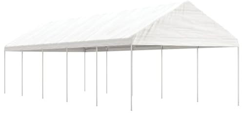 JUDYY Pavillon mit Dach Weiß 11,15x4,08x3,22 m Polyethylen, Gartenpavillon, Faltpavillon, Pergola, Partyzelt, Standmarkise, Sonnenzelt, Garten Pavillion, Grillpavillon3155513