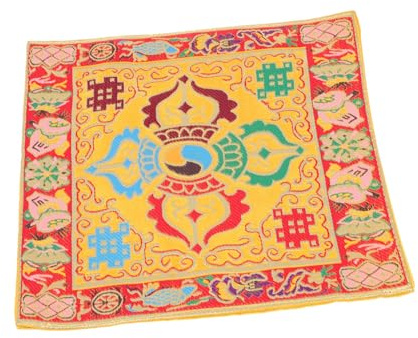 Doppellagige Klangschalenmatte aus Brokatseide Gelb, Schlicht | Kompakt und Leicht, Einfach zu Verstauen und Mitzunehmen, Zubehör für Buddha Klangschale