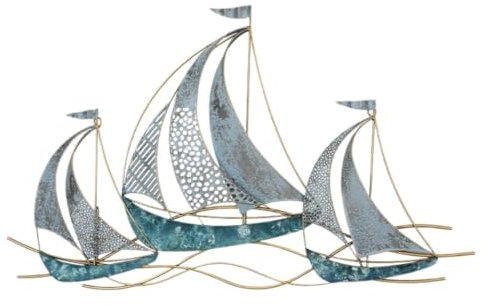 ASHSDI Wand Deko Abstrakte Kunst Metall-Segelboot-Wandkunst, Rustikale Seeschiff-Wandskulptur, Nautisches Segelboot-Wanddekor Für Wohnzimmer Wall Decor Moderne Wanddeko