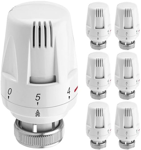 BORDEAG 6 Stück Thermostatkopf Heizkörperventil, M30 X 1,5 Kühlerventilköpfe, Heizkörper Thermostatkopf, Heizkörperthermostat mit Nullstellung, Heizungsthermostat, Heizungsregler für Büro Zuhause (A)