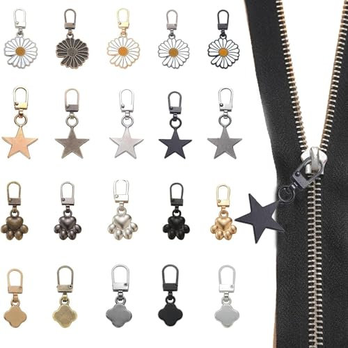 20 Stück Reißverschluss Zipper,Ersatzteile Reißverschluss,Reißverschluss Anhänger Metall,Universal Reißverschluss,Abnehmbares Metall Zipper Pull,Reißverschluss Zieher,Für Koffer Jackenrucksäcke Mantel