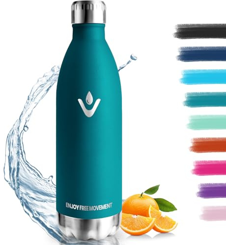 Botella agua Acero Inoxidable, Botella Termica - 1000ml sin BPA, Botella Agua Gimnasio, Doble Pared al Vacío a Prueba de Fugas, Cantimplora Termica para Deporte - Conserva 12 Horas Caliente, 24 frio