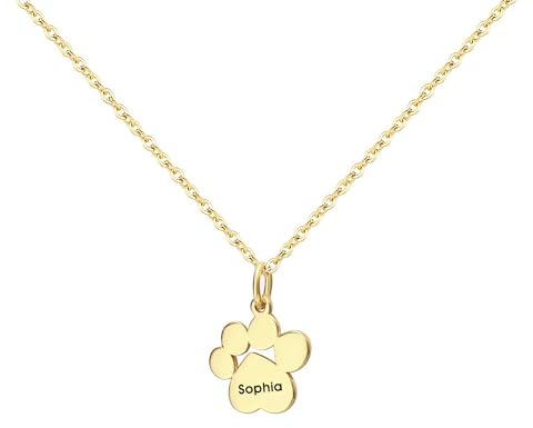 GROBTE Personalisierte Pfote Drucken Halskette Eingraviert Name Halskette Benutzerdefinierte Hund Pfote Anhänger Halskette Mit 1-4 Namen Pet Memorial Schmuck Geschenk Für Tierliebhaber