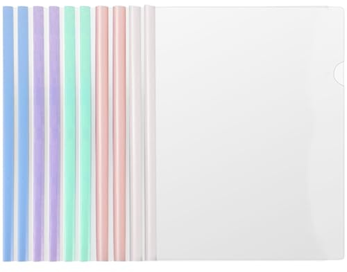 Lot de 10 Couvertures Rapport A4 Plastique Barre Coulissante Clip Bureau École