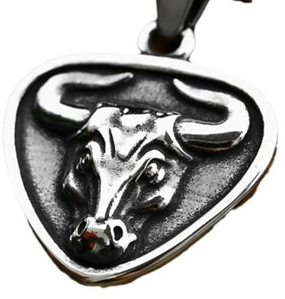 Sumpgle Colgante de cabeza de buey de acero inoxidable vintage retro estilo europeo y americano accesorio de collar de acero de titanio para hombre