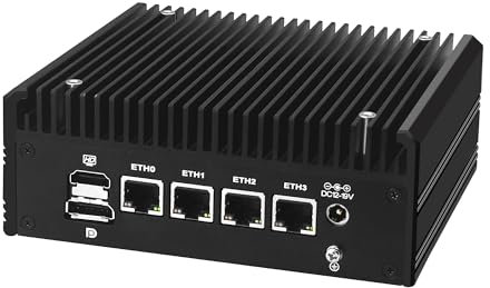 AIOPCWA Mini PC AMD Ryzen 5 5500U Firewall Appliance, Fanless Mini Computer 4 Port 2.5GbE i226-V LAN, OPNsense Micro PC Barebone NO RAM/SSD/OS, USB-C, 3-Display, 2-NVMe, 2-SATA, TF