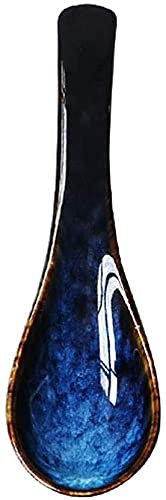 CAFIEDR Cuencos para Pasta, Cuchara sopera de cerámica Azul, Cuenco Retro para Ramen, Cuchara sopera, Cuchara de arroz, Cuchara Creativa… Cuencos para Ensalada,