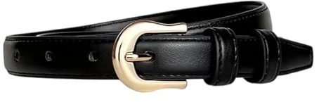 NUREINSS Damen-Gürtel aus Echtleder mit vergoldeter Schnalle für Jeans, Anzughosen & Business-Outfits, 1.8cm Breite Ledergürtel