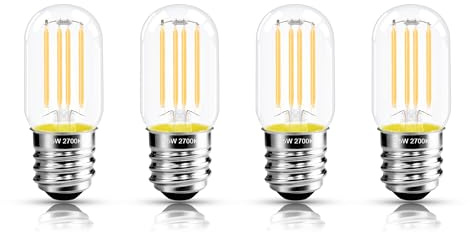 NOVELUX 2.5 in E17 Intermediate Base LED Filament Bulb 360 Lumens, 2700K Soft White Dimmable Appliance Bulb AC 120V, UL Certified T8 Microwave Light Bulbs Under Hood for Refrigerator Stove 4Pack