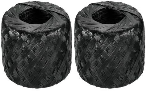 sourcing map 2 cuerdas de nailon y plástico de poliéster de 600 pies, 30 mm, embalaje doméstico para jardinería, manualidades, color negro