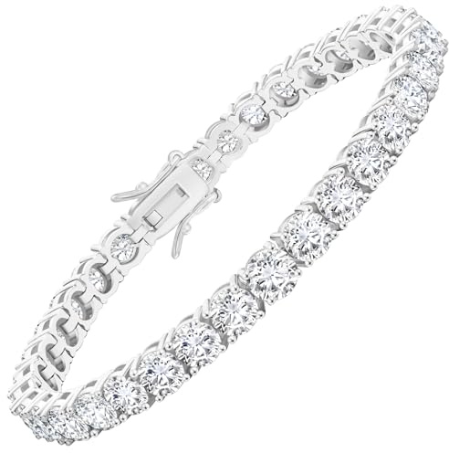 KRKC Tennisarmband für Damen, Wahlweise 3/4/5mm Breite&16,5/17,8/19cm Länge | Mit funkelnden 5A Zirkonia-Steinen, Geschenk für Weihnachten & Valentinstag für Sie, Frauen, Alltag & Business