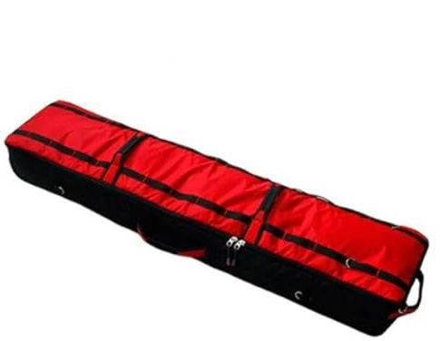 KESOTO Snowboardtasche Oxford Rollende Ski Tragetasche mit Rollen Neopren EPE Material Gepolstertes Innenfach Leicht Zugänglich für Skiliebhaber Wintersport, Rotschwarz 145x32x20cm
