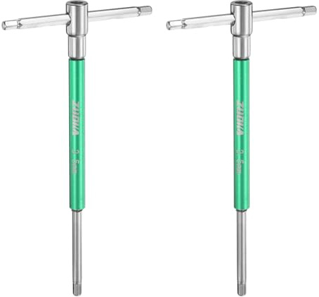 sourcing map 2pcs Sliding T-Handle Hex Key Wrench 3.5mm Metric 3-Way Free Sliding Handle Spinner Sleeves CR-V Steel Hex Wrench for DIY Home Repair