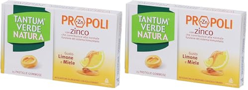 ANGELINI Tantum Verde Natura - 15 Pastiglie Gommose Limone e Miele (Confezione da 2)