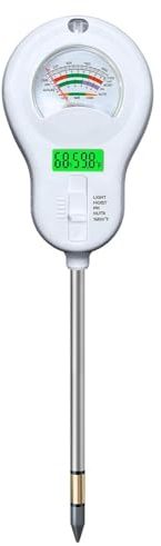 Fegtrtyoa Misuratore di Umidità del Terreno Multifunzione 6 In 1, Misuratore di Temperatura/PH/Umidità/Umidità/Luce Solare/Fertilità, Test del Terreno