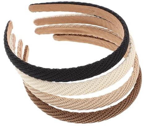 LOORGVEL Lot de 4 Bandeaux Tricotés pour Femmes, Bandeaux Doux et Confortables en Tissu et Plastique, Structure Haute Craniale, pour Bain et Démaquillage