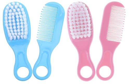 2 Stück Babykämme Bürsten und Kammset für Neugeborene | Pp, Ergonomisches Design, Kompakt, für Reise und Dusche, Tägliche Reinigung und Massage