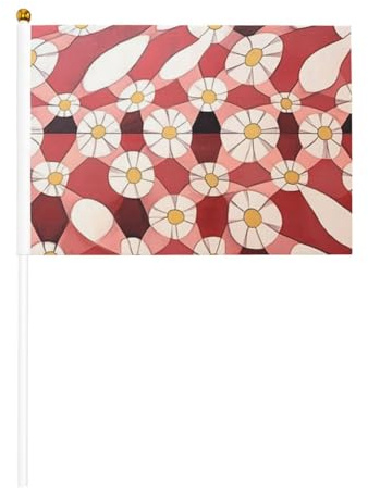 Mini bandiere romantiche colorate su bastone - 14 x 20,8 cm piccole bandiere USA per esterni, decorazioni 4 luglio, decorazione patriottica, asta per bandiera portatile, bandiere portatili sei pezzi
