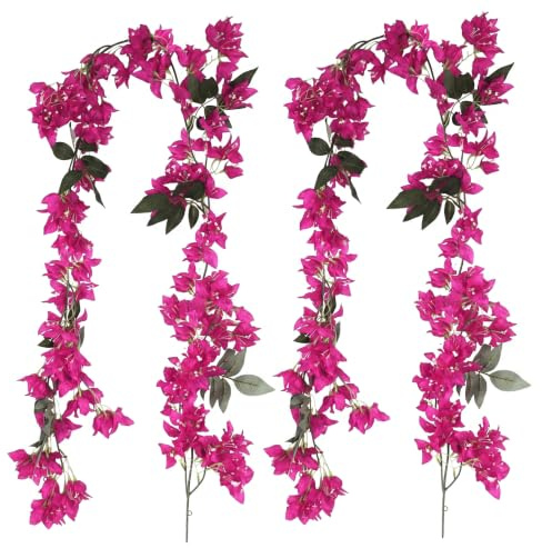 Monetais 2 st 1,8 m konstgjorda Bougainvillea-girlanger, täta realistiska för bröllopsbågsbord trädgård väggdekor