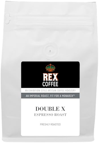 Rex Coffee Double X Whole Bean Dark Espresso Roast (Indonesian and South American Blend), Exhibition Style Artisan Small-Batch, 12 Ounce (Pack of 1)