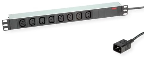 ROLINE 19-Steckdosenleiste 8fach C13 + C20-Stecker, Aluminium, 2 m