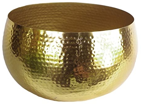 Pflanzkübel aus Metall, 32 x 20 cm, gehämmert, goldfarben