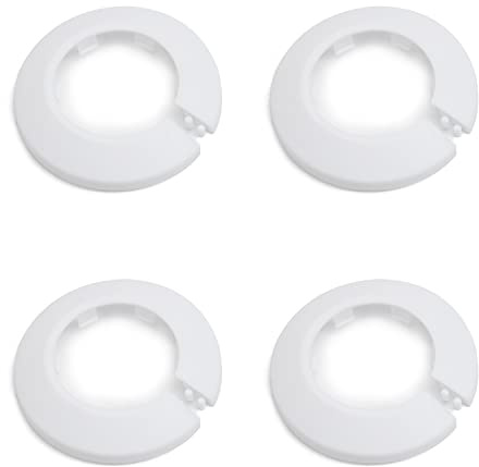 MroMax Passend für 4,2 cm Außendurchmesser, Flansch-Wasserrohrabdeckung, Dekoration, weißer PP-Kunststoff, 43 mm Rosetten-Rohrmanschette, 4 Stück