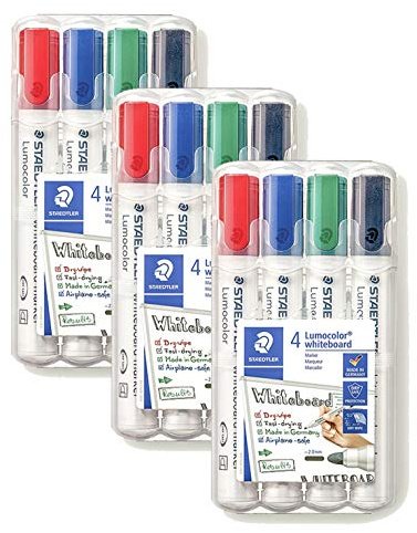 STAEDTLER Lumocolor Whiteboard Marker (4 Stück, 3x Rundspitze)