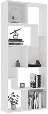 Tidyard Bücherregal Standregal, Aufbewahrungsregal Medienregal für Schlafzimmer Büro, Weiß/Hochglanz Weiß in Optional