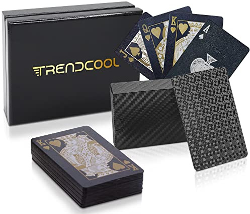 Trendcool Pokerkarte Kartenspiel Tischkarten Poker mit Holzbox (Black + Box)