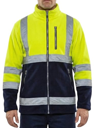 NEO TOOLS Herren Warnschutz Arbeitsjacke Warn Fleece Jacke (Gr. S - XXL) (Orange/Gelb) | oder Set mit Thermo wasserdichte Hose | Warme, Bequeme und Leichte Jacke
