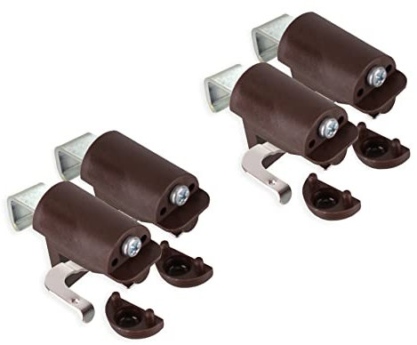 KLEMMFLEX Klemmhalter für Jalousien, Jalousie Halterung ohne Bohren, zum Klemmen, 4 Stück, braun, Stabiler Klemmträger mit Metallbügel, verstellbar von 4-25 mm, für Fenster und Balkontüren