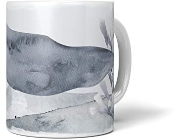 Paul Sinus Dekorative Tasse mit schönem Motiv Wal Pottwal Blau Korallen unter Wasser Wasserfarben