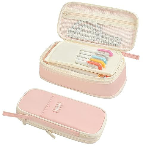 YOKUMA Trousse Fourniture Scolaire, Grande Trousse Adolescent Adulte, Rose