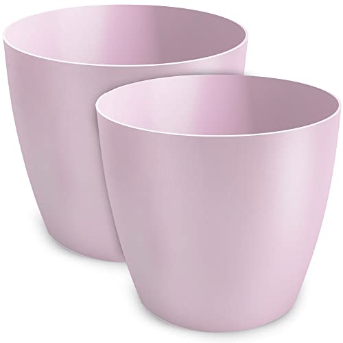 PECZEKO Pot de Fleurs TULMERO Mat en Plastique, Décoratif pour Petites et Grandes Plantes, Lot de 2 Pièces, Pot d'Herbes, Rose, ø 30 cm