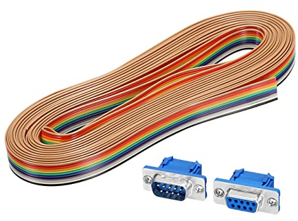 QUARKZMAN Piatto Nastro Cavo 10 Spille per Fotocamera, TV, Monitor con 10 Coppia 9 Pin 2.54mm Passo Crimp D-Sub VGA Connettore