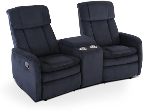 Raburg Maxx Fernsehsessel, 2 Personen, Mikrofaser, Liegefunktion, Nachtblau | manuelle Relaxfunktion, Taschenfederkern, Getränkehalter, Easy-Lift, Belastbarkeit ca. 150 kg, für 2 Personen