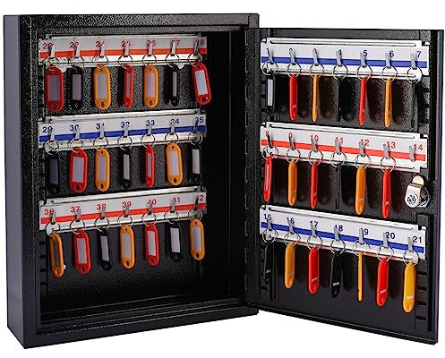 SEVICO Schlüsselbox Schlüsselkasten Schlüsselschrank verstellbare Hakenleisten abschließbarer Kasten Sicherheitsschloß inklusive 2 Schlüssel 42 Haken