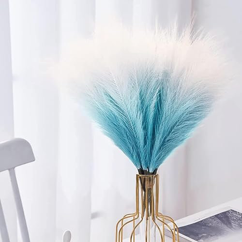 GEFIRE 30 Pezzi Pampa Decorazione di erba di pampa Essiccata Blu Sfumato Pampas Decorative 55CM Bouquet di Fiori secchi, Erba di Pampa Essiccata per Matrimoni, Feste, Decorazioni Boho