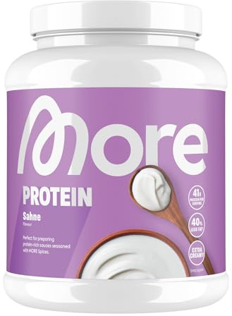 More Protein, Cream, 600 g, 1.32 lbs, 12 Servings, Mix of whey Concentrate and Casein, Ideal for Building and maintaining Muscle, with lactase, Perfect for Cooking and Baking – Made in Germany