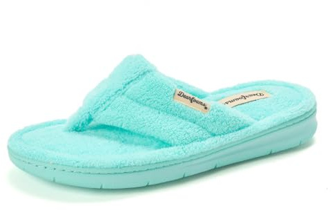 Dearfoams Women's Melanie Terry Thong Slipper, Aruba Blue, 7-8