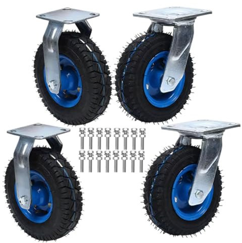 Gummi Bockrolle, Lenkrolle Luftrad Ø 150/200/250MM Keine Beschädigung Des Bodens Stoßdämpfung Leicht Zu Installieren Abriebfest, Transportwagen 4 Stück Leise Gummi Transportrollen