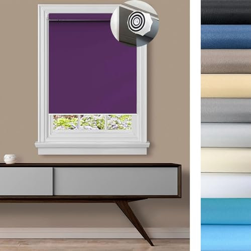 Thermorollo Ohne Bohren Klemmfix 90 x 230 cm Einfache Installation Easyfix, Rollo Jalousie Inkl. Aller Montage-Teile für Fenster und Türen, Lila