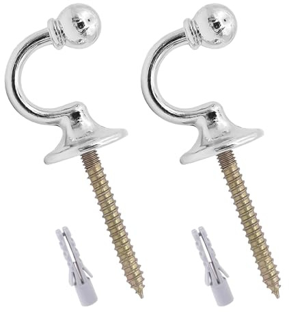 INBOLM 2pack Tie Hooks For Curtains Silver Curtain Tie Backs Hooks