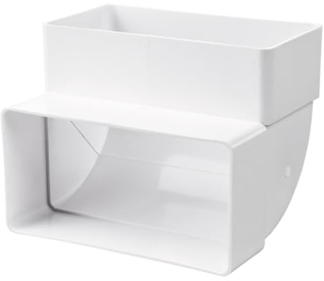 Kantenbogen 90 Grad Vertikal Lüftungskanal 220x90 mm Rechteckrohranschluss Weiß PVC 90° Winkel rechteckiger Kanalbogen für Rohranschluss Flachkanal Anschluss VENTS 9292 (90° Kanalbogen, 22x9 cm)