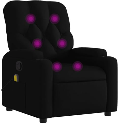 vidaXL Massagesessel, Sessel Verstellbare Rückenlehne, Fernsehsessel Relaxsessel mit Vibrationsfunktion, Liegesessel Polstersessel Ruhesessel, Schwarz Stoff