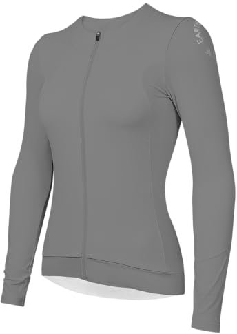 Wulibike Radtrikot Damen Langarm,Fahrradtrikot Atmungsaktiv Rennrad Trikot Hochelastisch Fahrrad Kleidung 4 Taschen Grau M