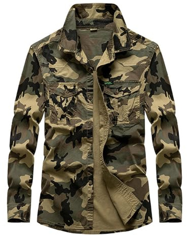 Gefomuofe Chemise tactique à séchage rapide pour homme, chemise fonctionnelle à manches longues, respirante, chemise militaire, protection UV, avec poches, L