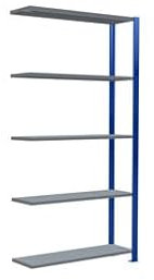 qpool24 Anbauregal, Fachbodenregal Stecksystem MULTIplus250, 2000 x 1000 x 300 mm (HxBxT), 5 Fachböden, Kreuzstrebe, RAL 5010 enzianblau/verzinkt