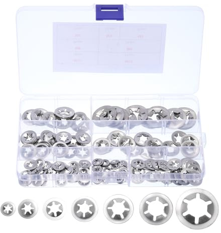 QUARKZMAN Set di 180 Rondelle di Bloccaggio a Stella con Denti Interni M3 M4 M5 M6 M8 M10 M12, Rondelle di Bloccaggio Rapido in Acciaio Inossidabile 304